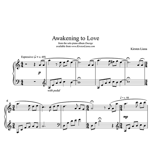 Awakening to Love Piano Sheet Music