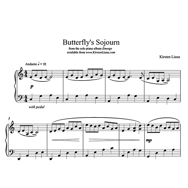 Butterflys Sojourn Piano Sheet Music